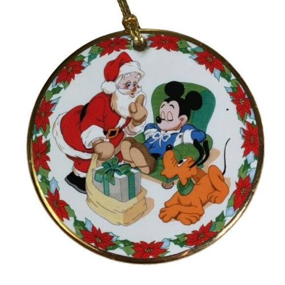 Disney Grolier ‘Tis the Season “Waiting for Santa” Ornament Mickey Mouse Pluto - Picture 1 of 3